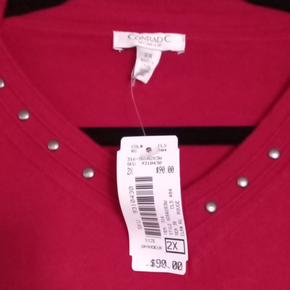 BNWT Conrad C V-neck sweater, red, size 2X - Picture 4 of 4